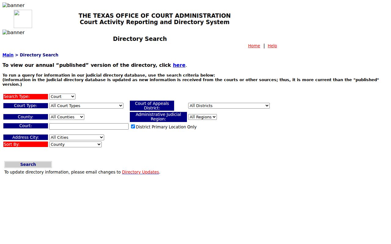 Carson County warrant records, OCA directory with current court contacts